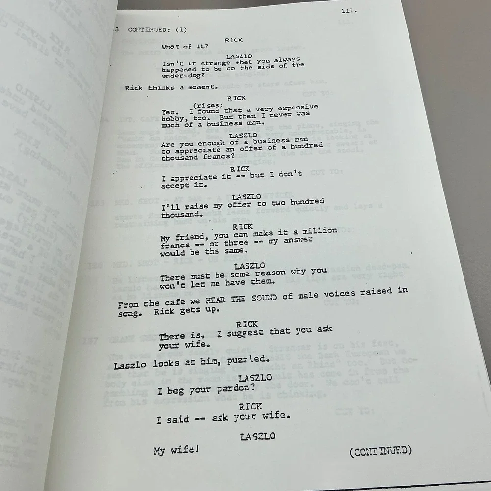 Casablanca Screenplay Copy 1942 Movie Script Michael Curtiz Hal Wallis 158 Pages